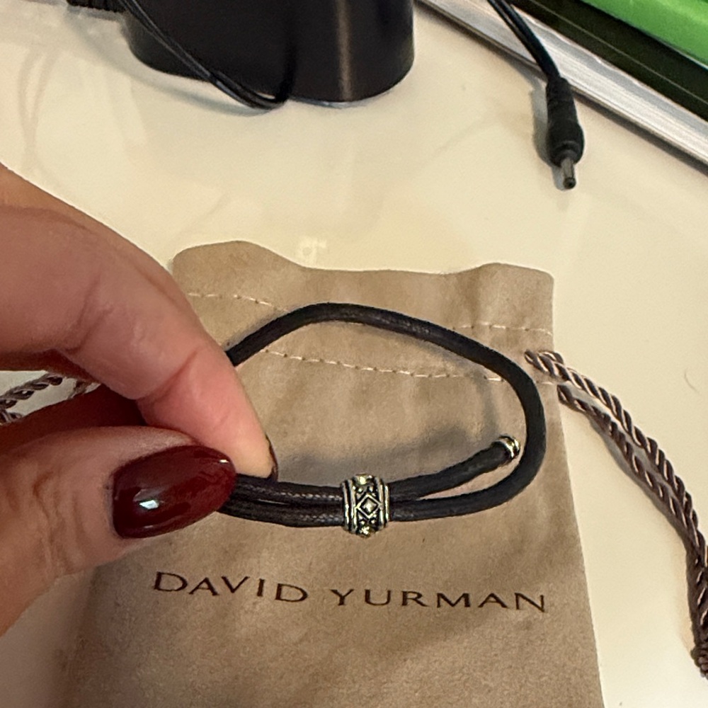 David Yurman Black and Silver Leather Bracelet - Picture 2 of 2